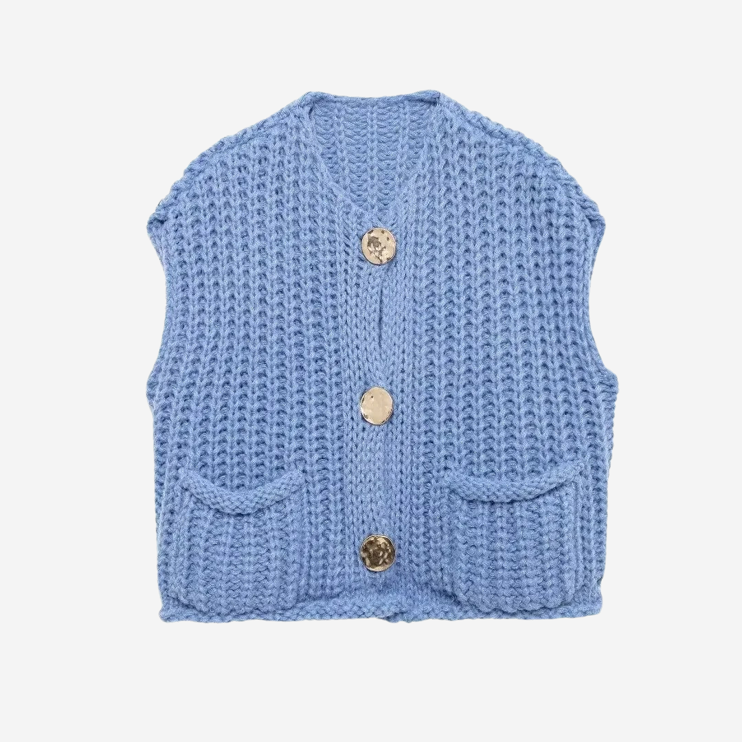 Flavie | Gilet pull court boutonné pour femme - Image 3