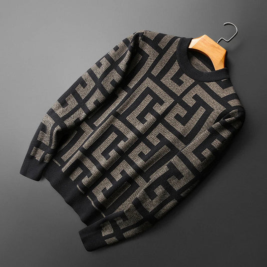 Ethan | Pull Homme Col Rond Motif Géométrique - Image 2