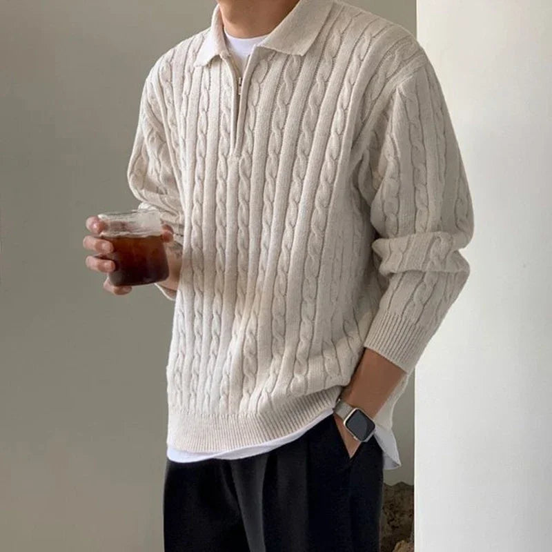 Maor | Pull Homme Col Zippé Maille Côtelée - Image 1