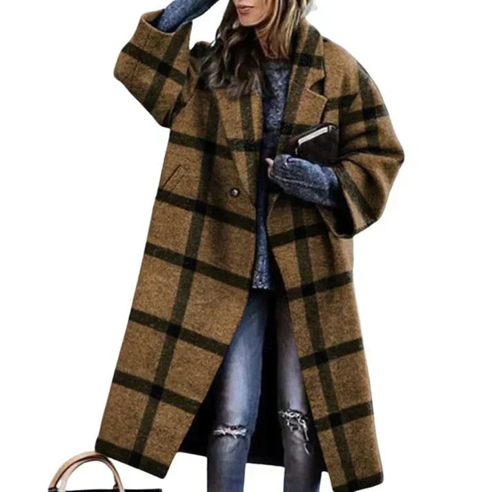 Zélie | Manteau long et élégant à carreaux - Image 7