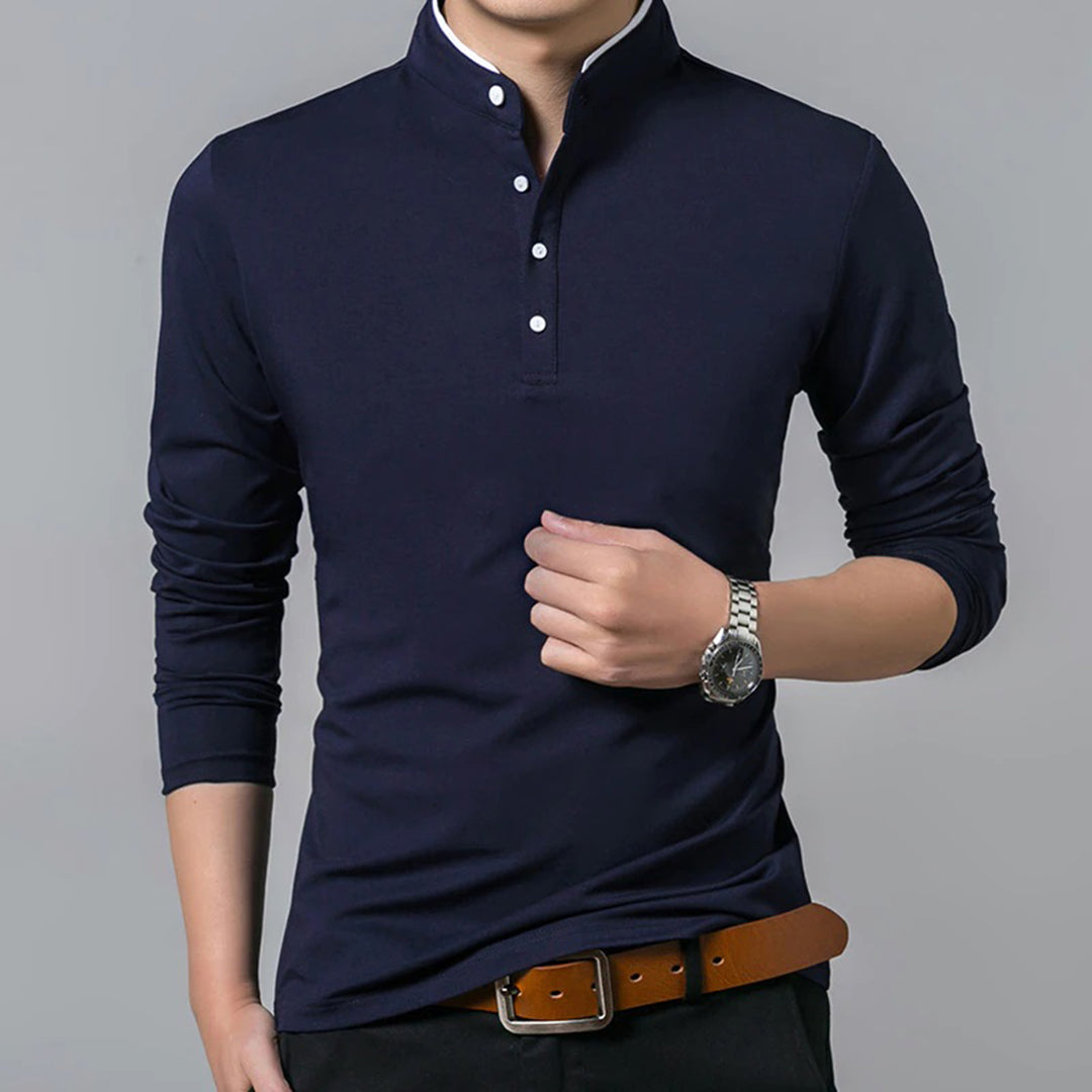Nassim | Polo à Manches Longues Boutonné pour Homme - Image 5