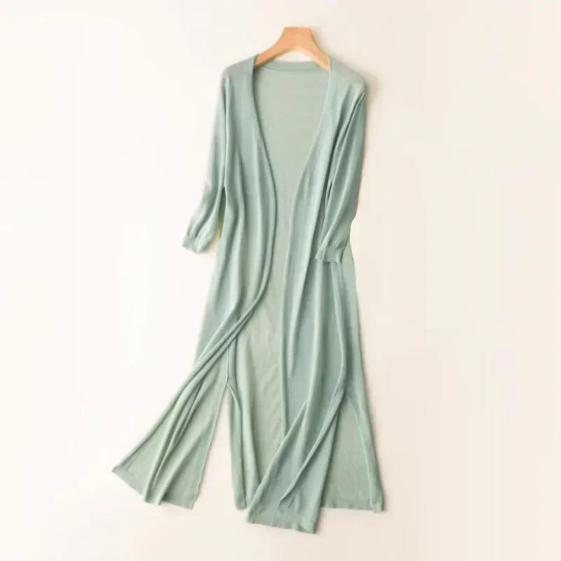 Kahina | Cardigan Long Duster à Manches Longues pour Femme - Image 12