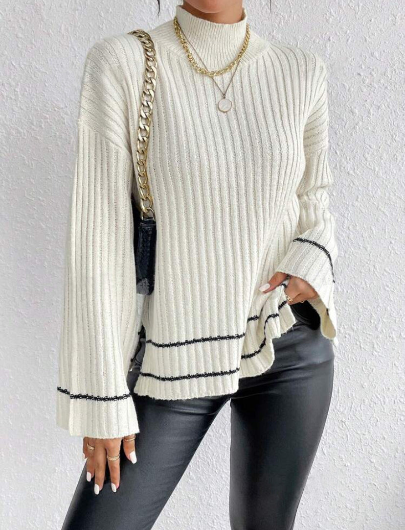 Émeline | Pull rayé à col roulé pour femme - Image 6