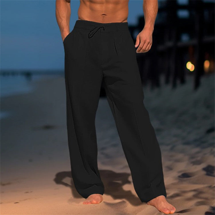 Malo | Pantalon en lin pour hommes - léger, coupe décontractée avec plis - Image 4