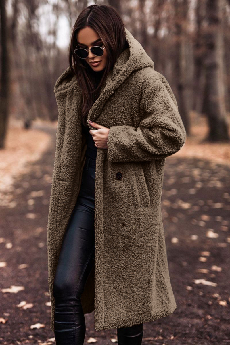 Sarah | Manteau Teddy Long à Capuche Femme - Image 4