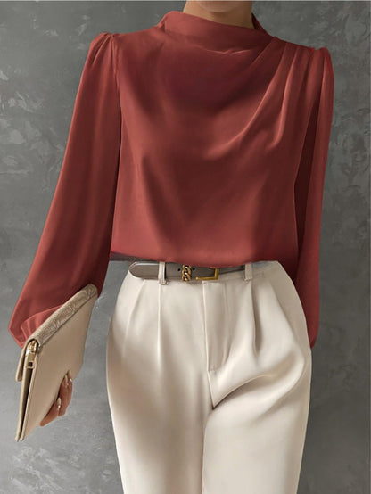 Léonie | Chemisier élégant en satin pour femmes - Coupe décontractée - Top à manches longues - Image 5