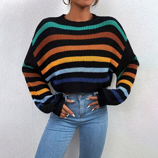 Audrey | Pull rayé court pour femme - Image 1