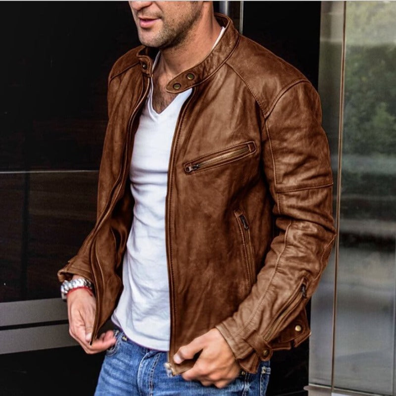 Rémi | Blouson motard en cuir slim fit pour homme - Image 3