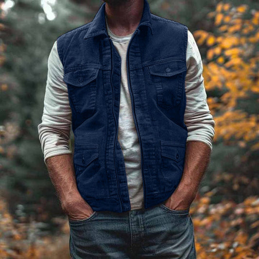 Killian | Gilet élégant en velours côtelé pour hommes - coupe décontractée multi-poches - Image 2