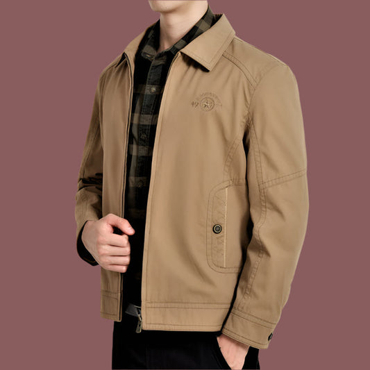 Gaëtan | Veste en coton mélangé pour hommes - coupe décontractée, fermeture à glissière sur le devant, poches boutonnées - Image 1