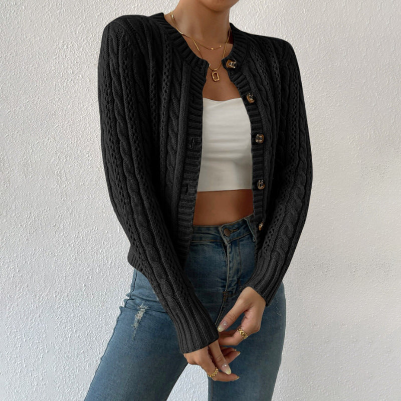 Zélie | Cardigan Femme Boutonné en Tricot Câblé à Manches Longues - Image 4