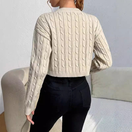 Océane | Pull court torsadé à manches longues pour femme - Image 2