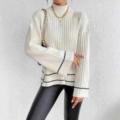 Émeline | Pull rayé à col roulé pour femme - Image 2