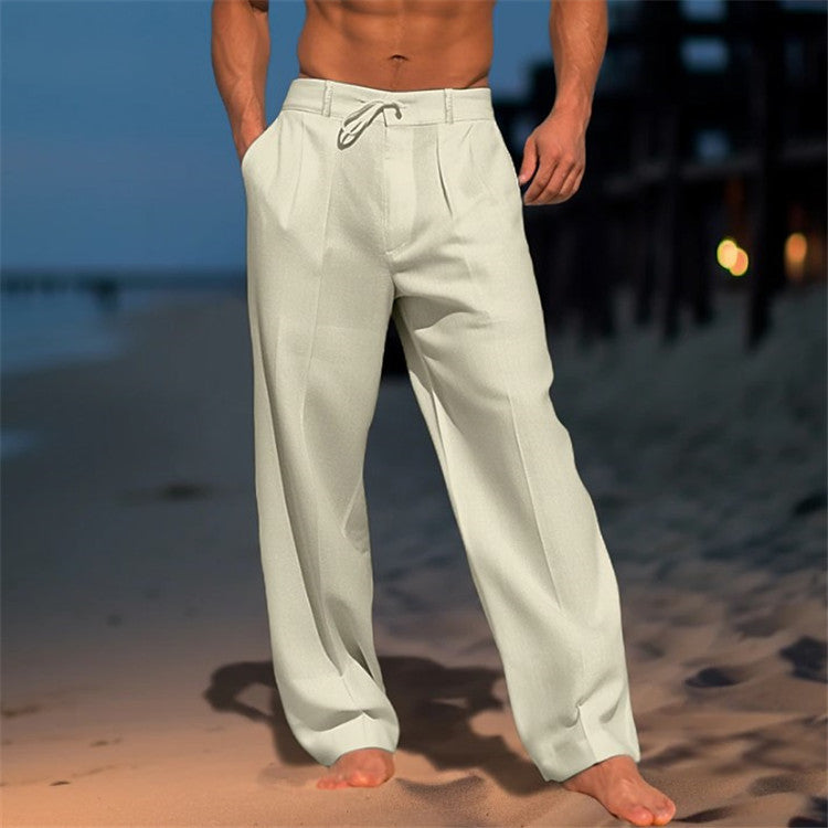 Malo | Pantalon en lin pour hommes - léger, coupe décontractée avec plis - Image 3