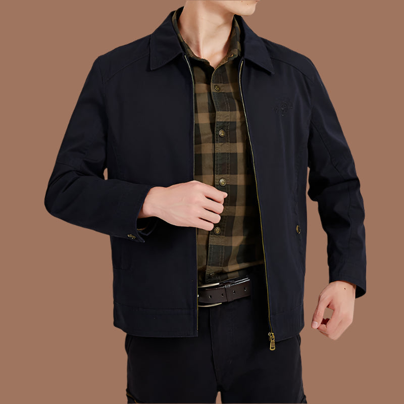 Gaëtan | Veste en coton mélangé pour hommes - coupe décontractée, fermeture à glissière sur le devant, poches boutonnées - Image 3