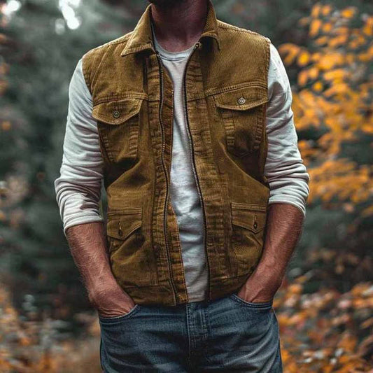 Killian | Gilet élégant en velours côtelé pour hommes - coupe décontractée multi-poches - Image 1