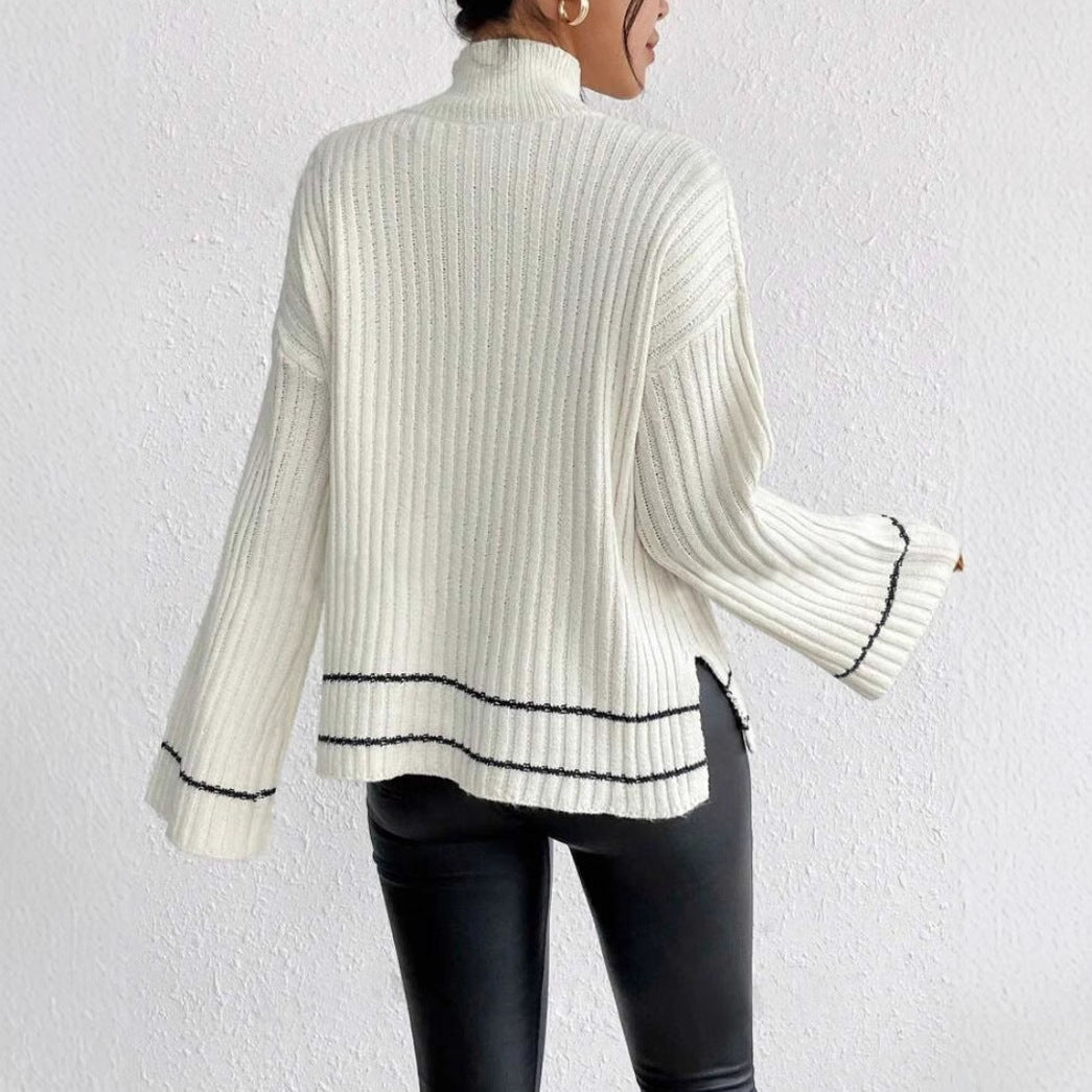 Émeline | Pull rayé à col roulé pour femme - Image 4