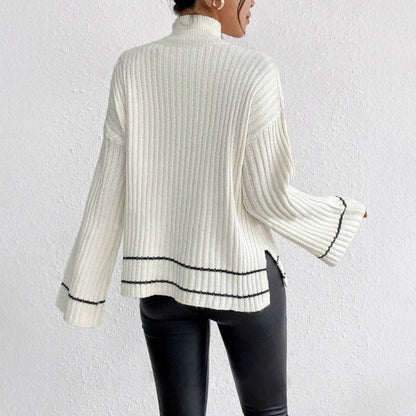 Émeline | Pull rayé à col roulé pour femme - Image 4