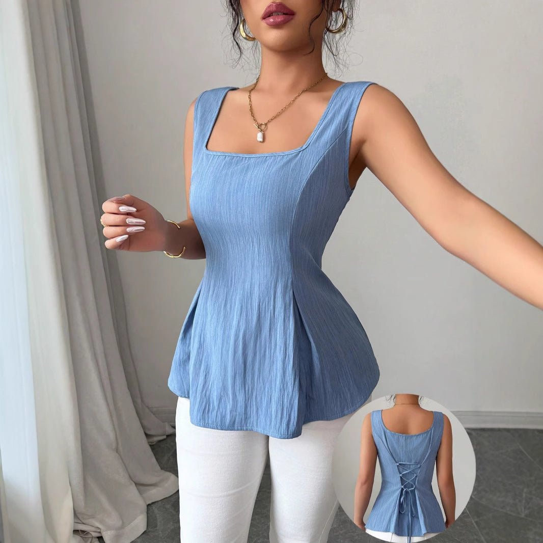 Thaïs | Haut Péplum Sans Manches Femme - Image 3
