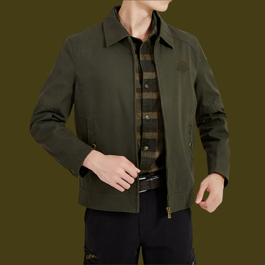Gaëtan | Veste en coton mélangé pour hommes - coupe décontractée, fermeture à glissière sur le devant, poches boutonnées - Image 2