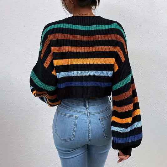 Audrey | Pull rayé court pour femme - Image 2