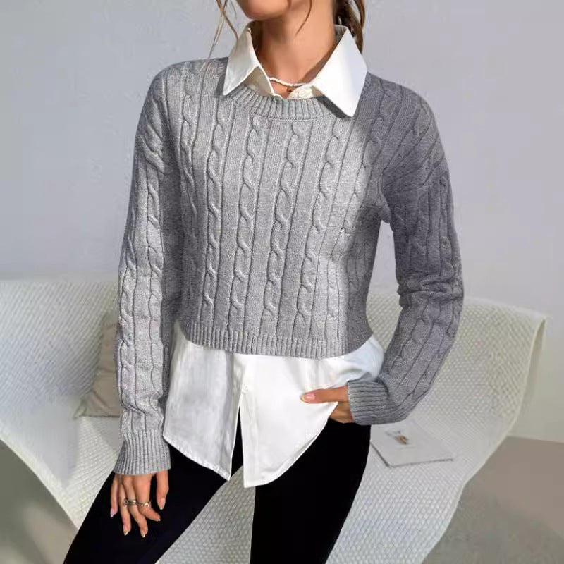 Océane | Pull court torsadé à manches longues pour femme - Image 3