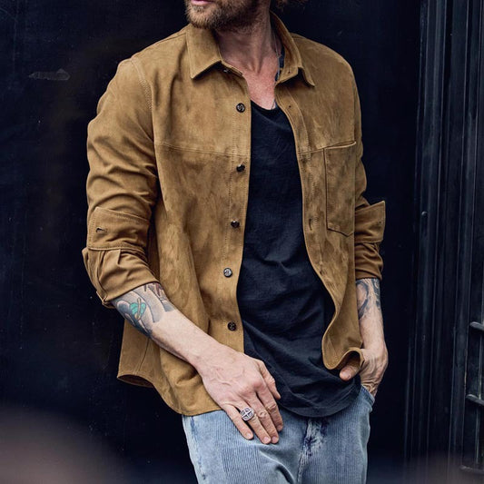 Zouhair | Chemise décontractée pour hommes - Mélange de coton brossé doux - Coupe décontractée à manches longues - Image 2