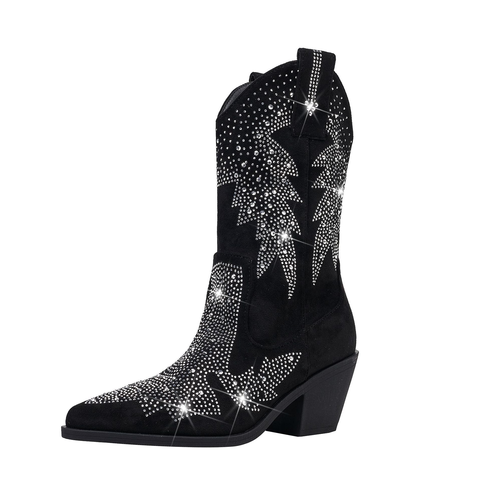 Hélèna | Bottes de Cowboy Mi-Mollet à Strass pour Femmes - Image 6