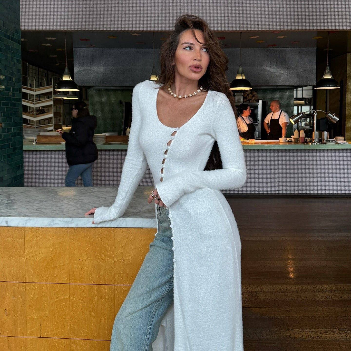 Sharifa | Cardigan Long Boutonné Femme - Image 1