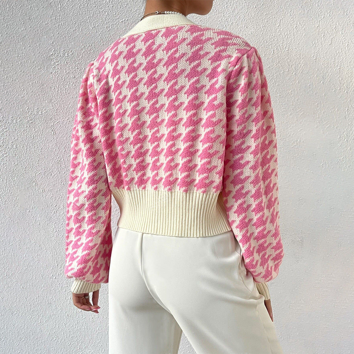 Malika | Cardigan Court Pied-de-poule Femme - Image 2
