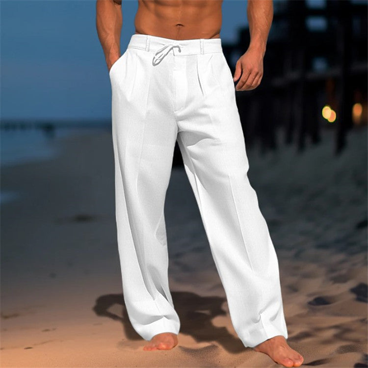 Malo | Pantalon en lin pour hommes - léger, coupe décontractée avec plis - Image 1