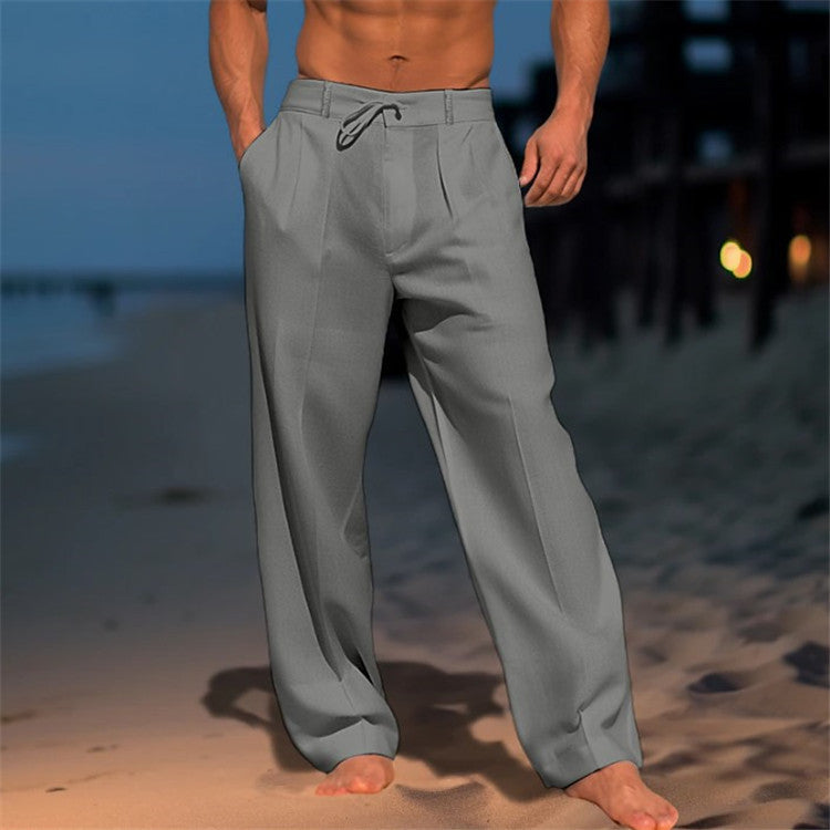 Malo | Pantalon en lin pour hommes - léger, coupe décontractée avec plis - Image 2