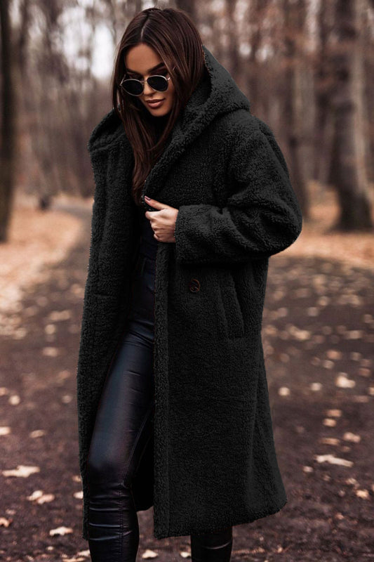 Sarah | Manteau Teddy Long à Capuche Femme - Image 2
