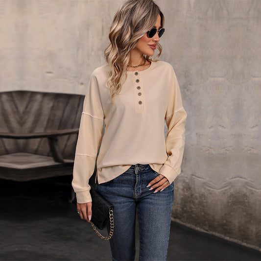 Laura | Haut Femme Oversize Manches Longues en Maille Gaufrée - Image 2