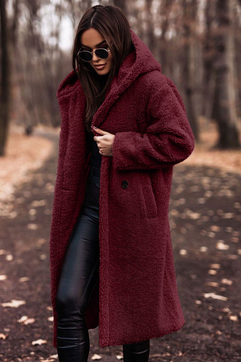 Sarah | Manteau Teddy Long à Capuche Femme - Image 3