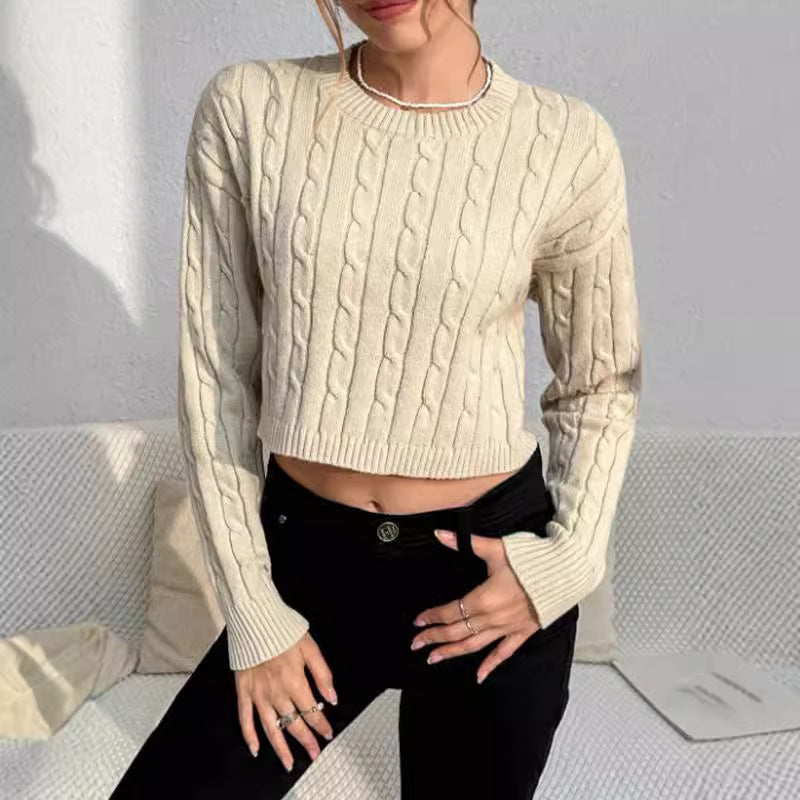 Océane | Pull court torsadé à manches longues pour femme - Image 1