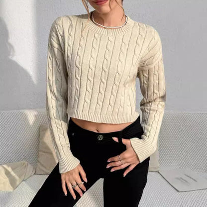 Océane | Pull court torsadé à manches longues pour femme - Image 1