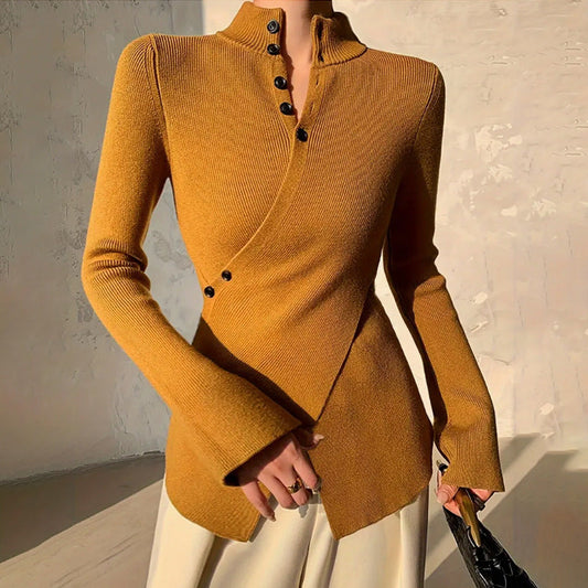 Valeria | Pull asymétrique à manches longues pour femme - Image 1