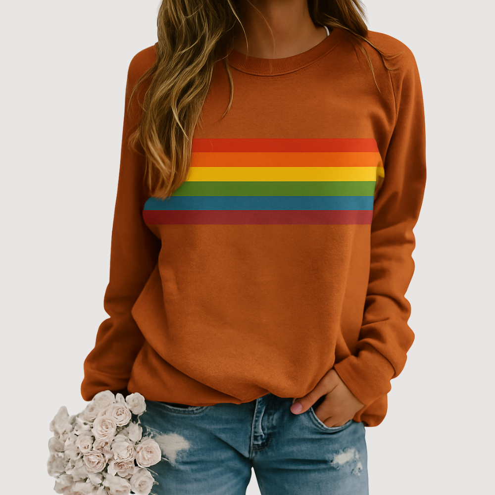 Coralie | Pull Femme Rayé Arc-en-Ciel à Manches Longues - Image 3