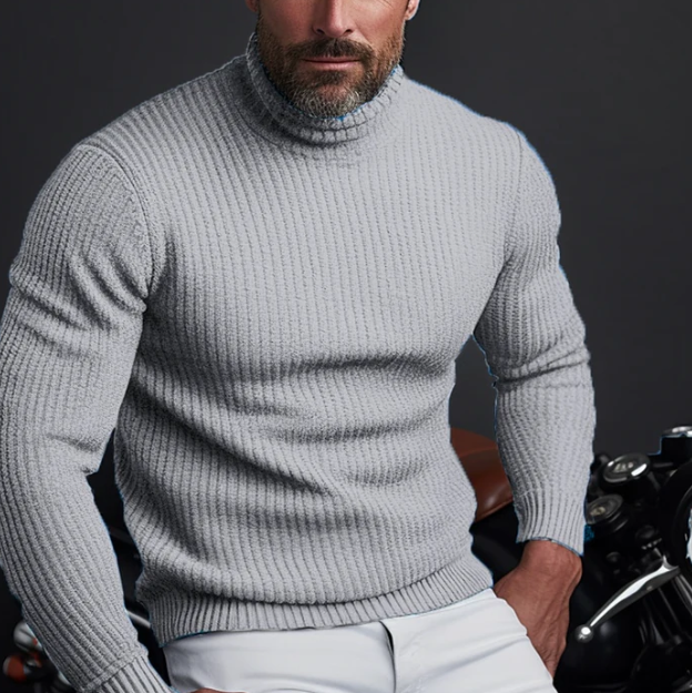 Henrick | Pull Col Roulé Homme Coupe Slim Côtelé - Image 3