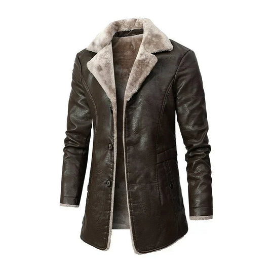 Hervé | Manteau mi-long pour homme avec col en fausse fourrure - Image 1