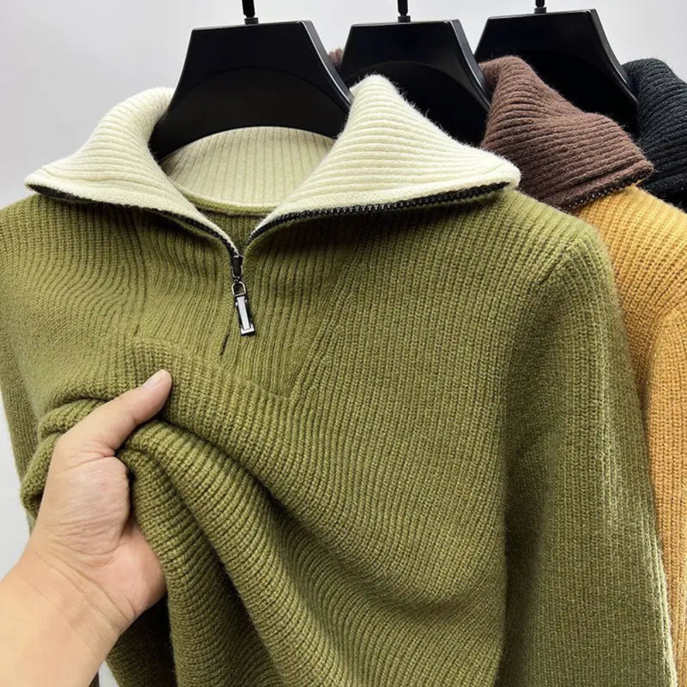 Maurice | Pull Homme Maille Côtelée à Col Zippé - Image 3