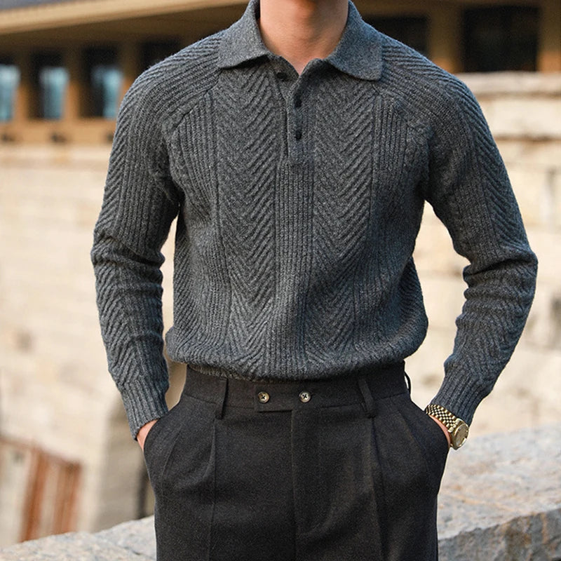 Roméo | Pull Polo Homme en Tricot Texturé - Image 7