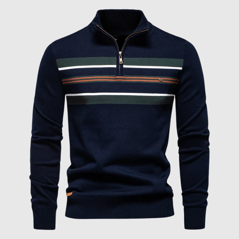 Tanguy | Pull rayé à col zippé pour homme - Image 4