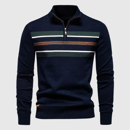 Tanguy | Pull rayé à col zippé pour homme - Image 4