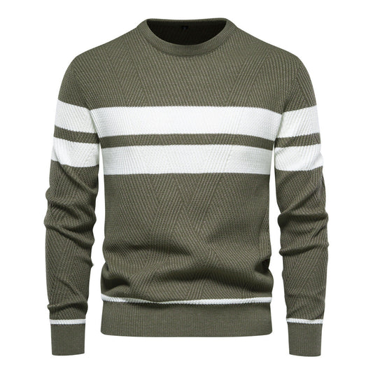 Cyril | Pull rayé à col rond pour homme - Image 1