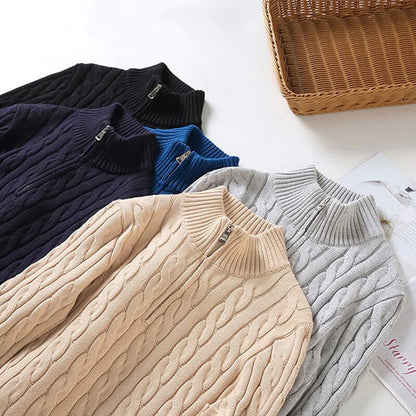 Franck | Pull Homme Maille Côtelée à Fermeture Éclair 1/4 - Image 5