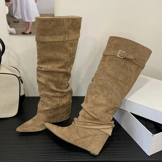 Mirella | Bottes Slouch Femme Montantes Genou Bout Pointu - Image 2