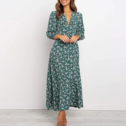 Abigaëlle | Robe élégante à col en V et à fleurs pour toutes les occasions - Image 3
