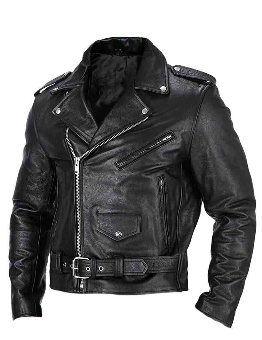 Lazaro | Veste de moto en cuir slim fit pour homme - Image 1